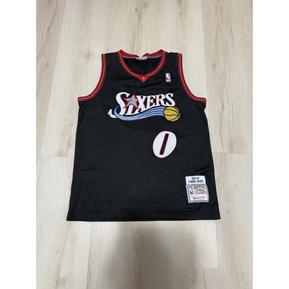 Mitchell & Ness Tyrese Maxey #0 Sixers 76ers Black NBA Retro Jersey Men's Small